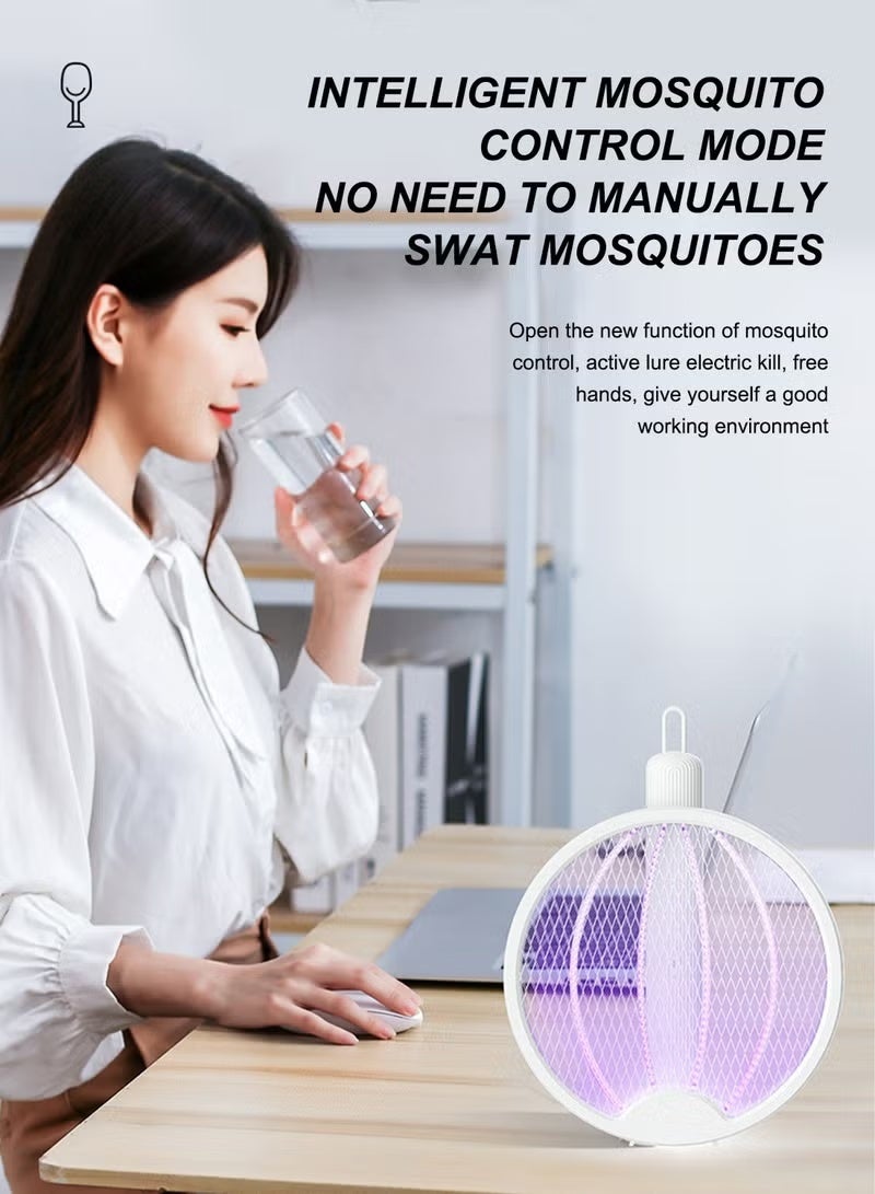 Generic Electric Fly Swatter 3-in-1 Mosquito Zapper with UV Light, 3000V High Voltage Rechargeable Racket, Wall-Mountable & Handheld Insect Killer for Home, Kitchen, Bedroom – Safe for Kids & Pets(White)  - Image 3