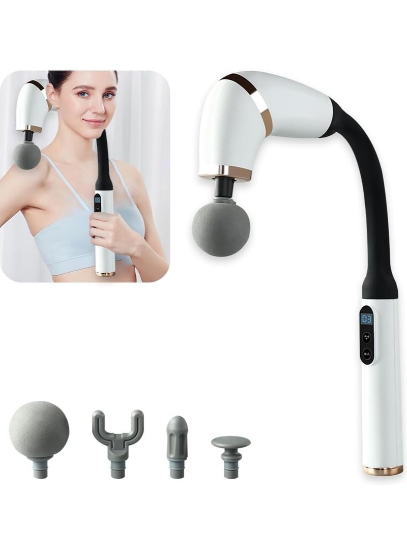Bosidin Deep Tissue Massage Gun with U-Shaped Extension Handle, Detachable Design, 4 Heads, 6 Speed Levels, and Touchable LED Screen for Full Body Muscle Relief and Recovery - Image 1