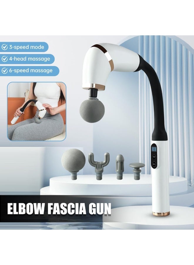Bosidin Deep Tissue Massage Gun with U-Shaped Extension Handle, Detachable Design, 4 Heads, 6 Speed Levels, and Touchable LED Screen for Full Body Muscle Relief and Recovery - Image 2