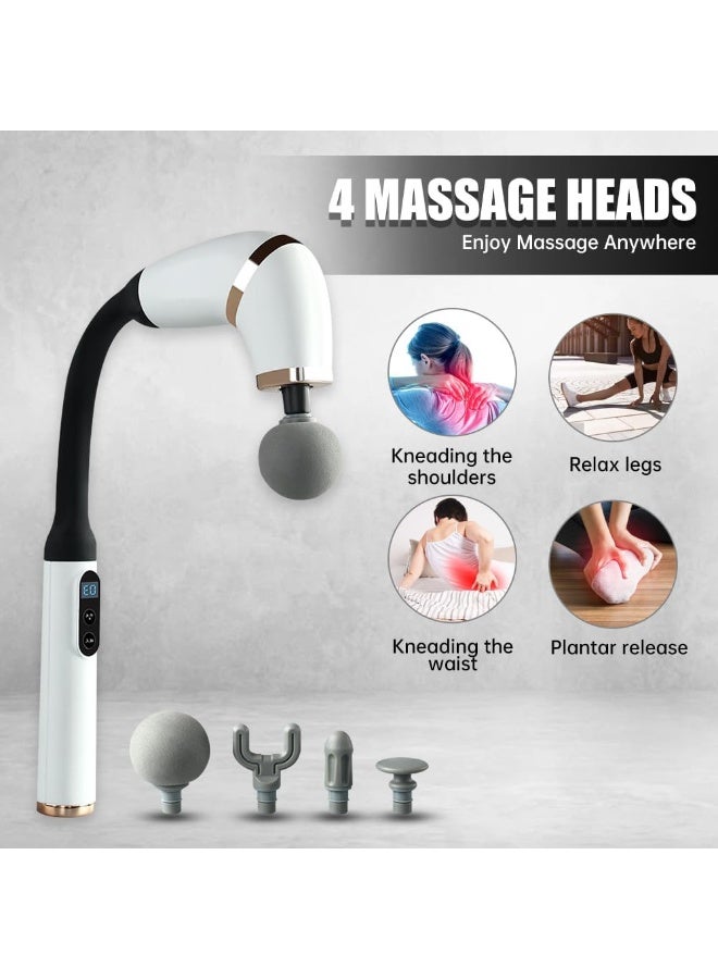 Bosidin Deep Tissue Massage Gun with U-Shaped Extension Handle, Detachable Design, 4 Heads, 6 Speed Levels, and Touchable LED Screen for Full Body Muscle Relief and Recovery - Image 3
