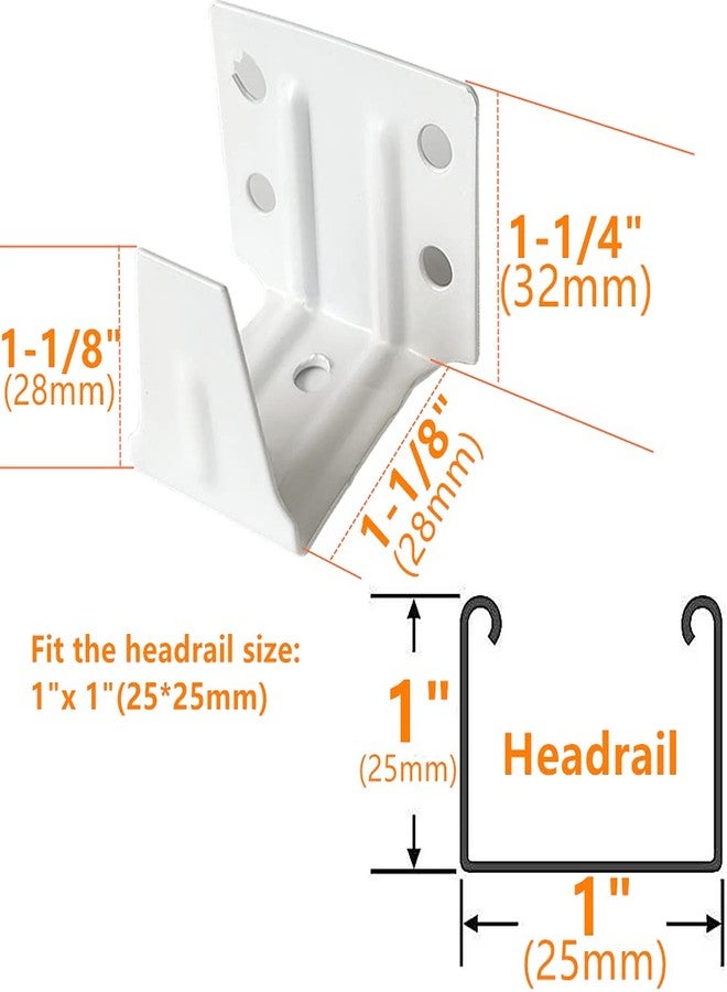 APUXON 2pcs 1inch Center Support Bracket White Color Head Track Holder Bracket for 1" Mini Window Venetian Blinds Headrail with 1"x1"(25x25mm) in Size - Image 2