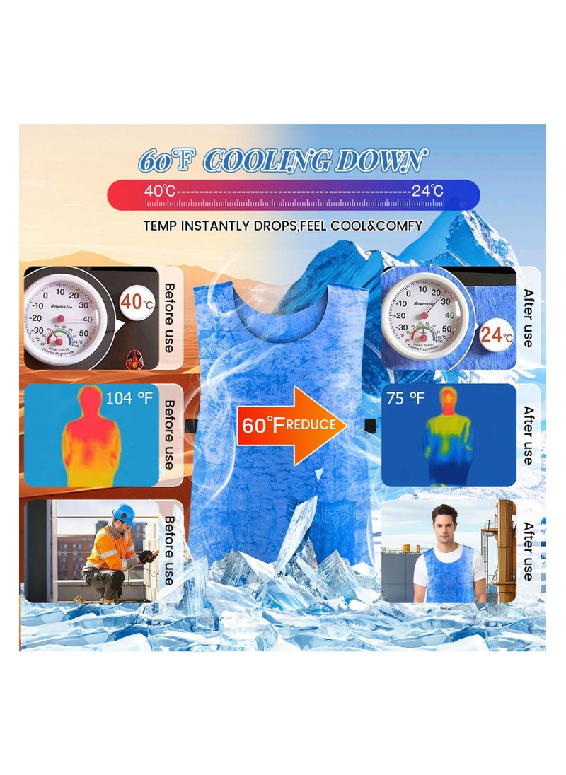 SYOSI Summer Cooling Vest, PVA Water Activated Evaporative Ice Cool Cold Vest High Temperature Protective Clothes for Teens, Men and Women, Fishing, Cycling, Cool Vest Outdoor Sports Cool Vest  - Image 2
