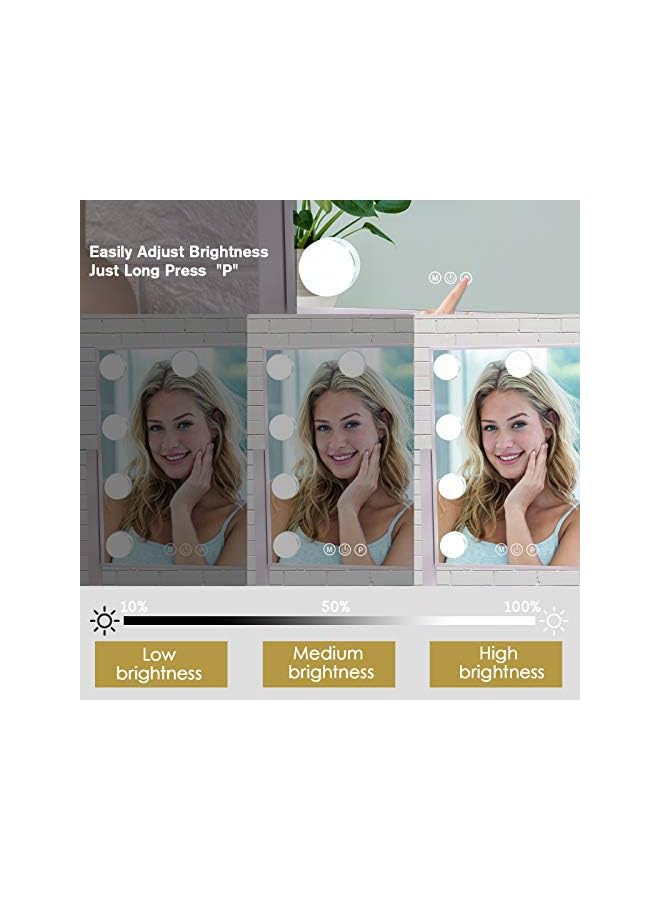 The Bros Lighted Makeup Mirror Hollywood Mirror Vanity Mirror with Lights, Touch Control Design 3 Colors Dimable LED Bulbs, Detachable 10X Magnification, 360°Rotation, White. - Image 3