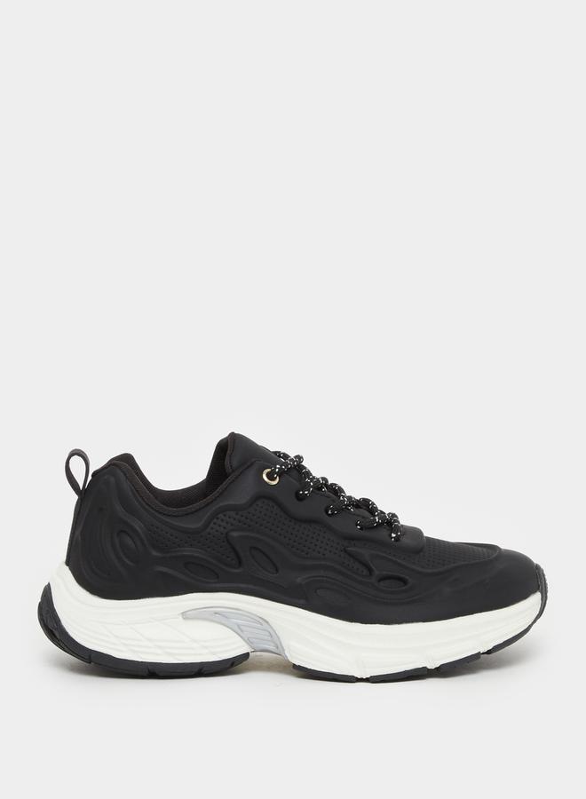 Styli Black Patterned Lace Sneakers  - Image 2