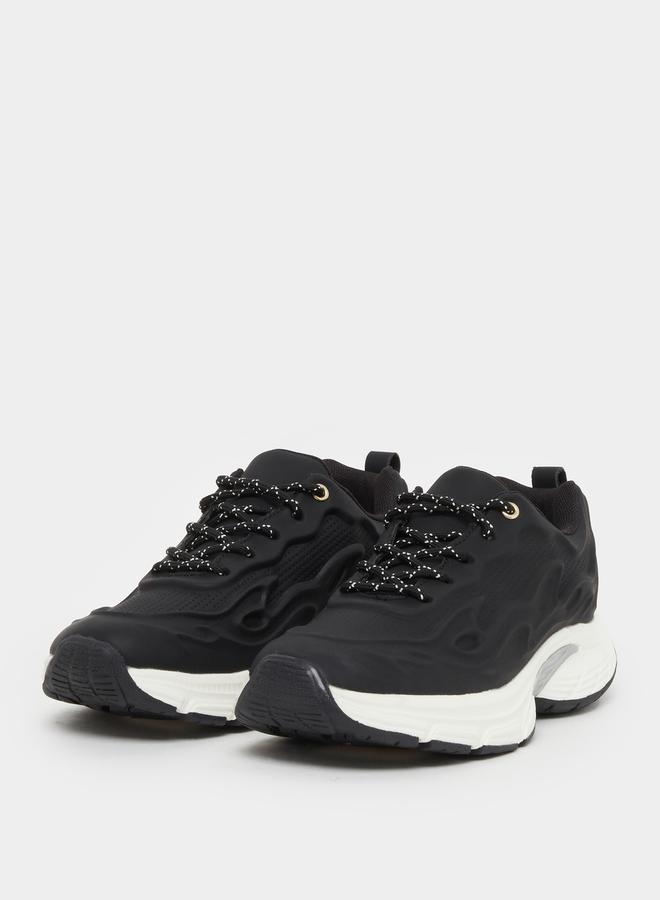 Styli Black Patterned Lace Sneakers  - Image 3