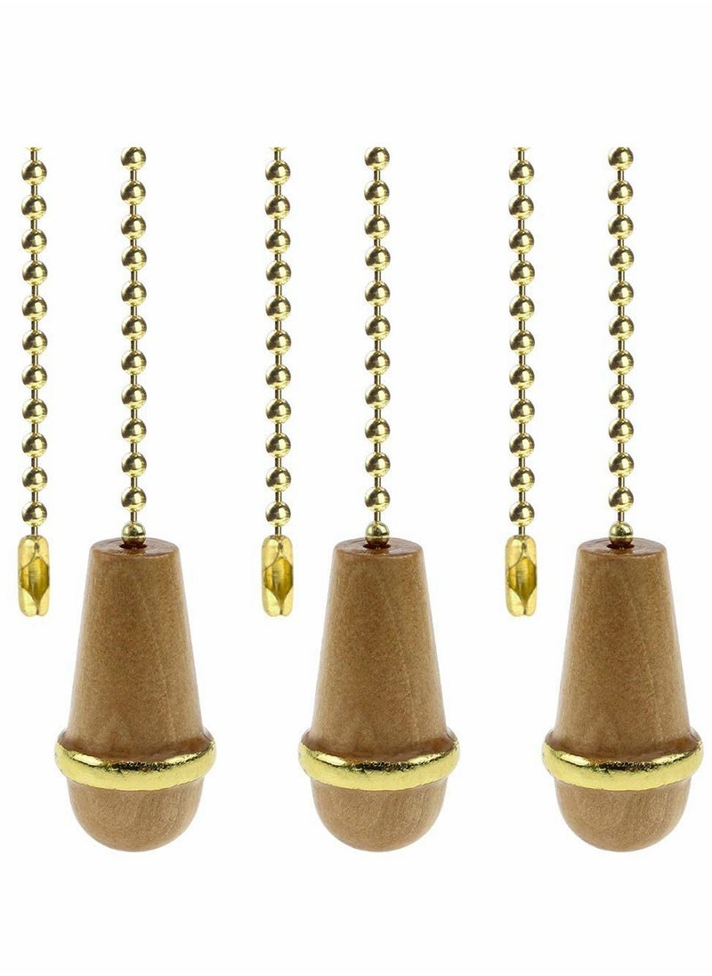 Excefore - Wooden Handle Pull Chains, 3 Pcs Light Pull Chain, Fan Pull Chain - Image 1