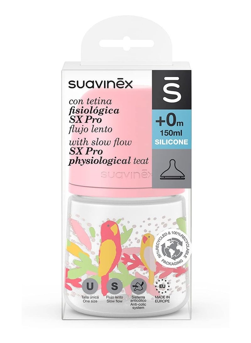 Suavinex Feeding Bottle 150ML|+0M|Jungle Pink|Fast Flow|Physiological - BPA Free - Image 2