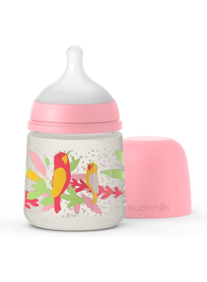 Suavinex Feeding Bottle 150ML|+0M|Jungle Pink|Fast Flow|Physiological - BPA Free - Image 1