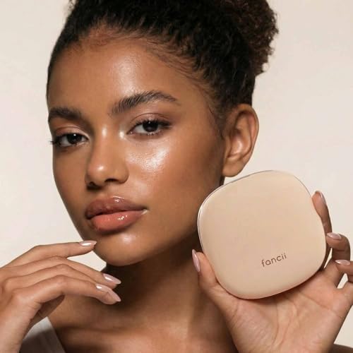 Fancii Mila 2 Compact Makeup Mirror with LED Light Rechargeable 10x 1x Magnifying TruGlow Lighting System Vegan Leather Small Travel Mirror for Purses Champagne Cream - Image 3
