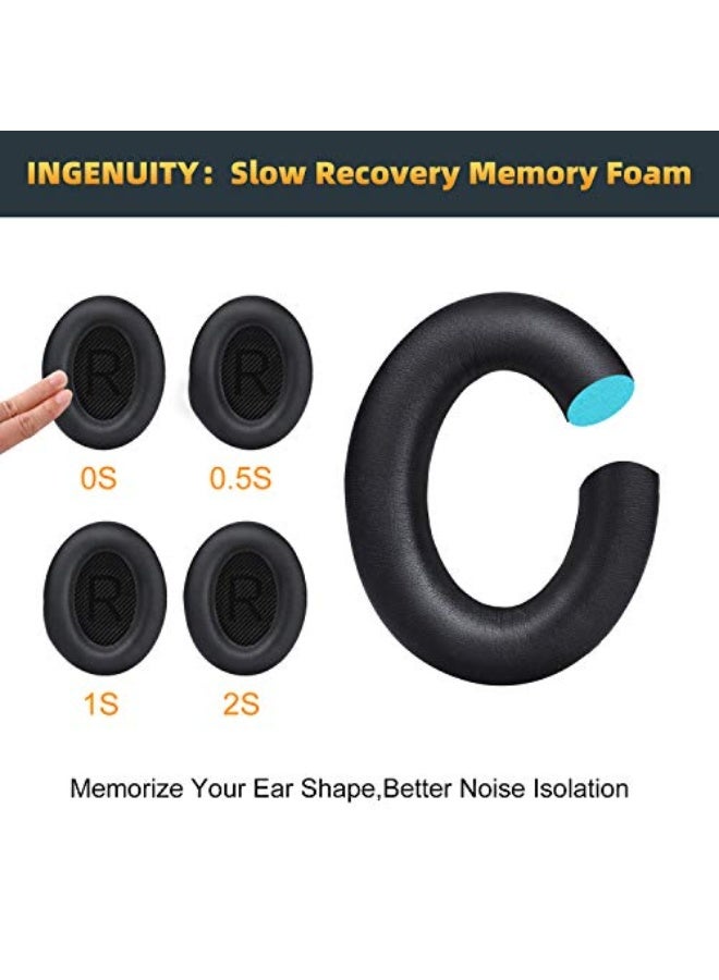 SIGood Replacement Earpads Cushions for Bose QuietComfort 35 (QC35) & Quiet Comfort 35 II (QC35 ii) Headphones, Ear Pads with Softer Leather, Noise Isolation Foam, Added Thickness (Black) - Image 4