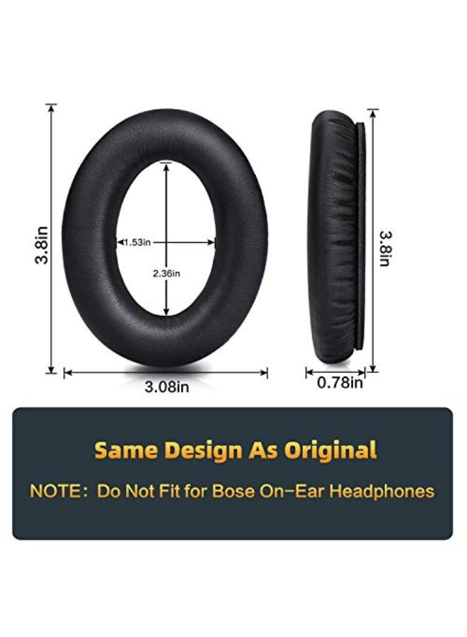 SIGood Replacement Earpads Cushions for Bose QuietComfort 35 (QC35) & Quiet Comfort 35 II (QC35 ii) Headphones, Ear Pads with Softer Leather, Noise Isolation Foam, Added Thickness (Black) - Image 3