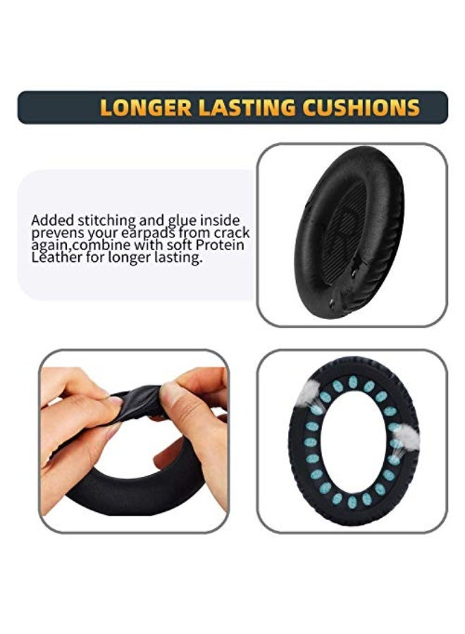 SIGood Replacement Earpads Cushions for Bose QuietComfort 35 (QC35) & Quiet Comfort 35 II (QC35 ii) Headphones, Ear Pads with Softer Leather, Noise Isolation Foam, Added Thickness (Black) - Image 5