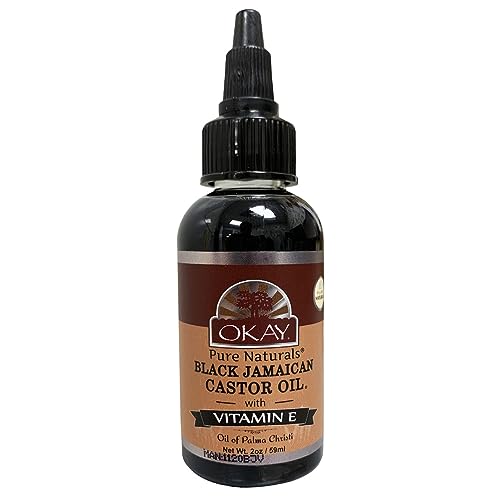 Okay Pure Naturals Black Jamaican Castor Oil with Vitamin E - Castor Oil for Hair Health, Moisture for Skin, Body, Scalp, Eyelashes, Eyebrows, for Men & Women - 4 fl oz Glass Bottle (1 Pack) - Image 1