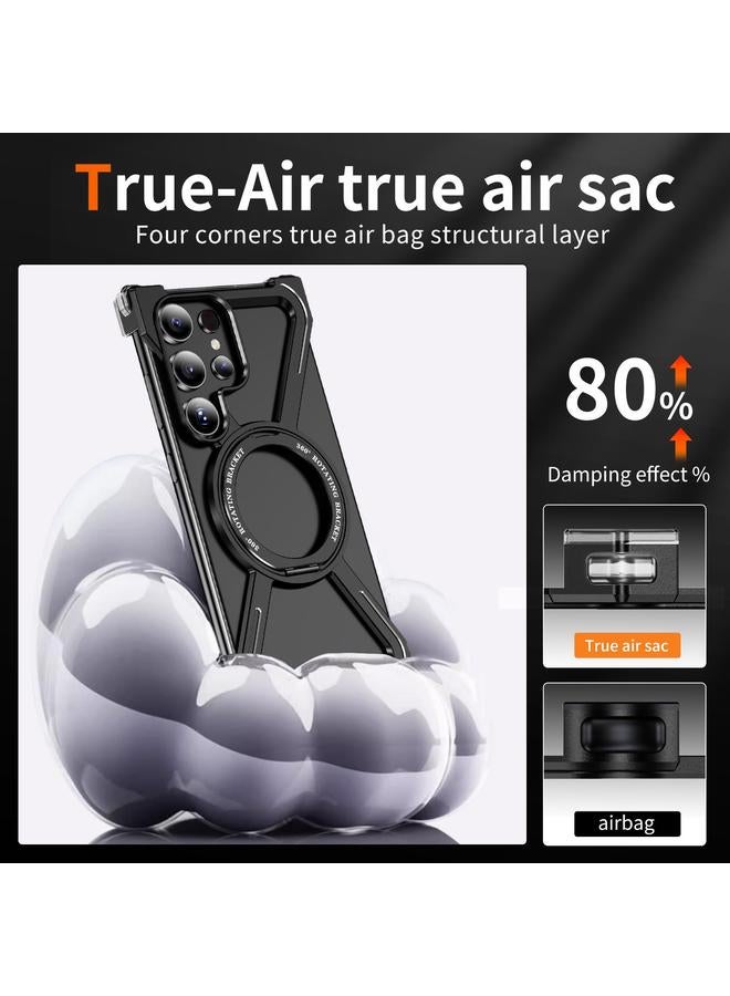 S-TOP Case For Samsung Galaxy S24 Ultra 5G Titanium Alloy MagSafe Magnetic Airbag Shockproof Phone Case - Image 4