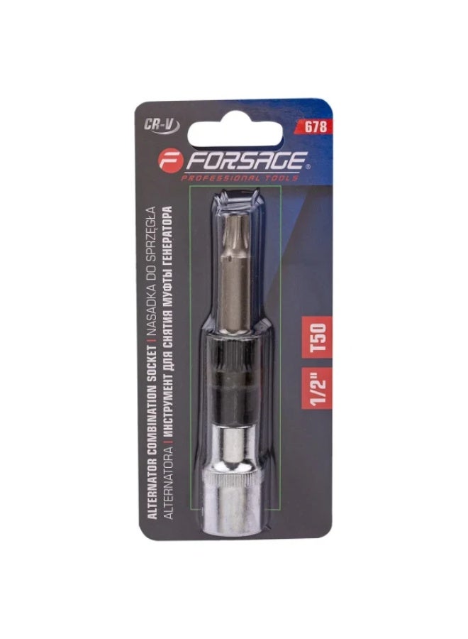 FORSAGE Alternator pulley remover socket bit t50, 1/2", in blister - Image 1