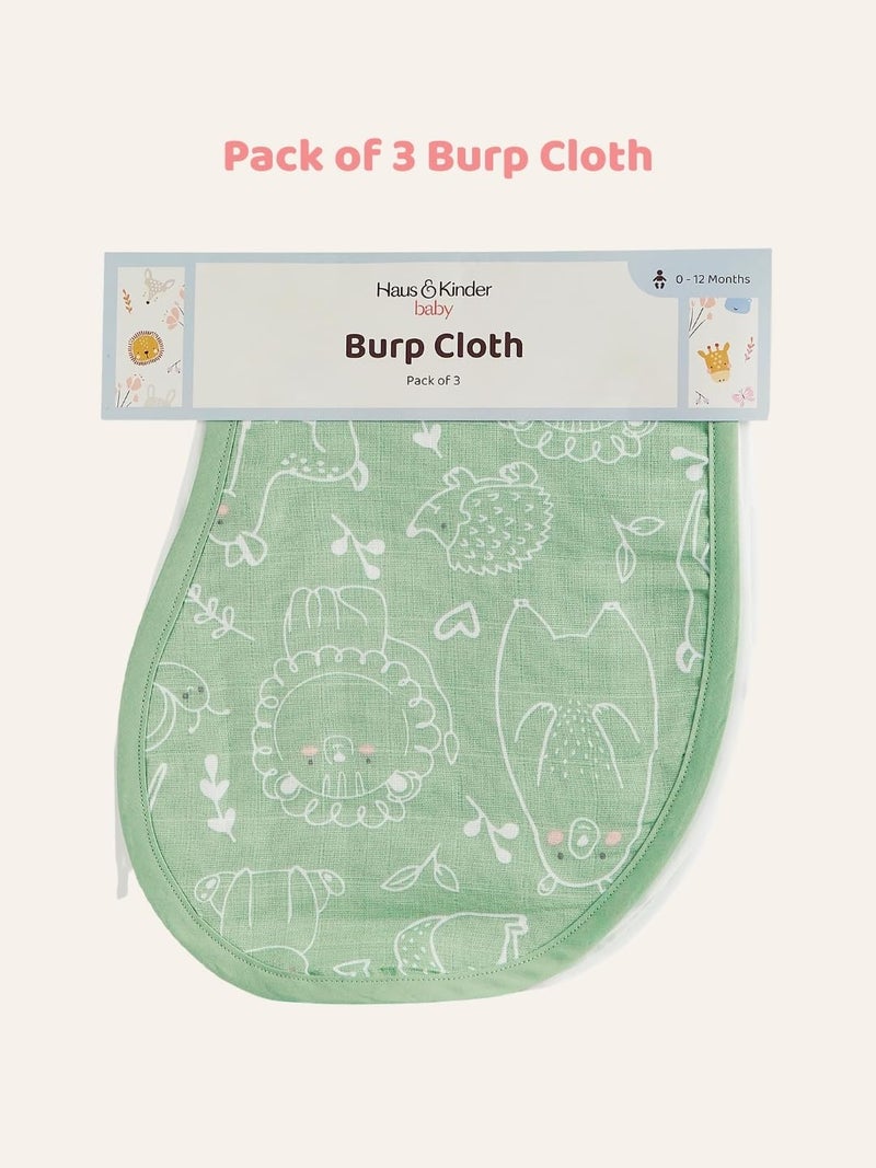 haus & kinder Cottage Core Muslin Burp Cloths - Pack of 3 | Multicolor, 56x25 Cm – Soft, Absorbent & Breathable Cotton Towels for Babies 0–12 Months | Quick-Dry, Skin-Friendly & Stylish Essentials - Image 2
