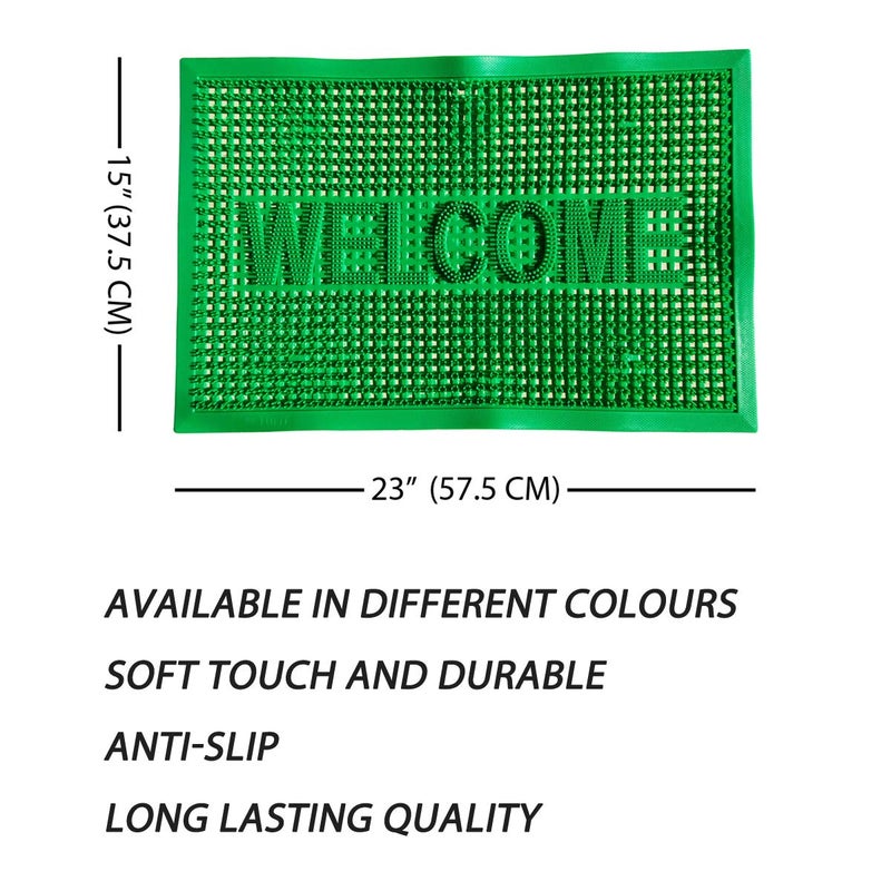 Purav Light Printed Welcome Door Mat AntiSlip and Water Proof Rubber Mat Strong PVC and Solid Print 16x24 Inch Door Mat for Home Outdoor Entrace Mats Green Pack of 1 - Image 2