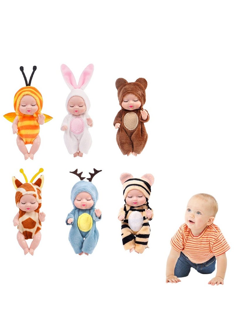SYOSI Mini Sleeping Rebirth Dolls, Miniature Reborn Doll Toys, Real Mini Reborn Doll, Lifelike Baby Doll for Baby Kids Girls Birthday Gift, Ideal Gift, Made of Safe and Non-Toxic Material (6 Pcs) - Image 2