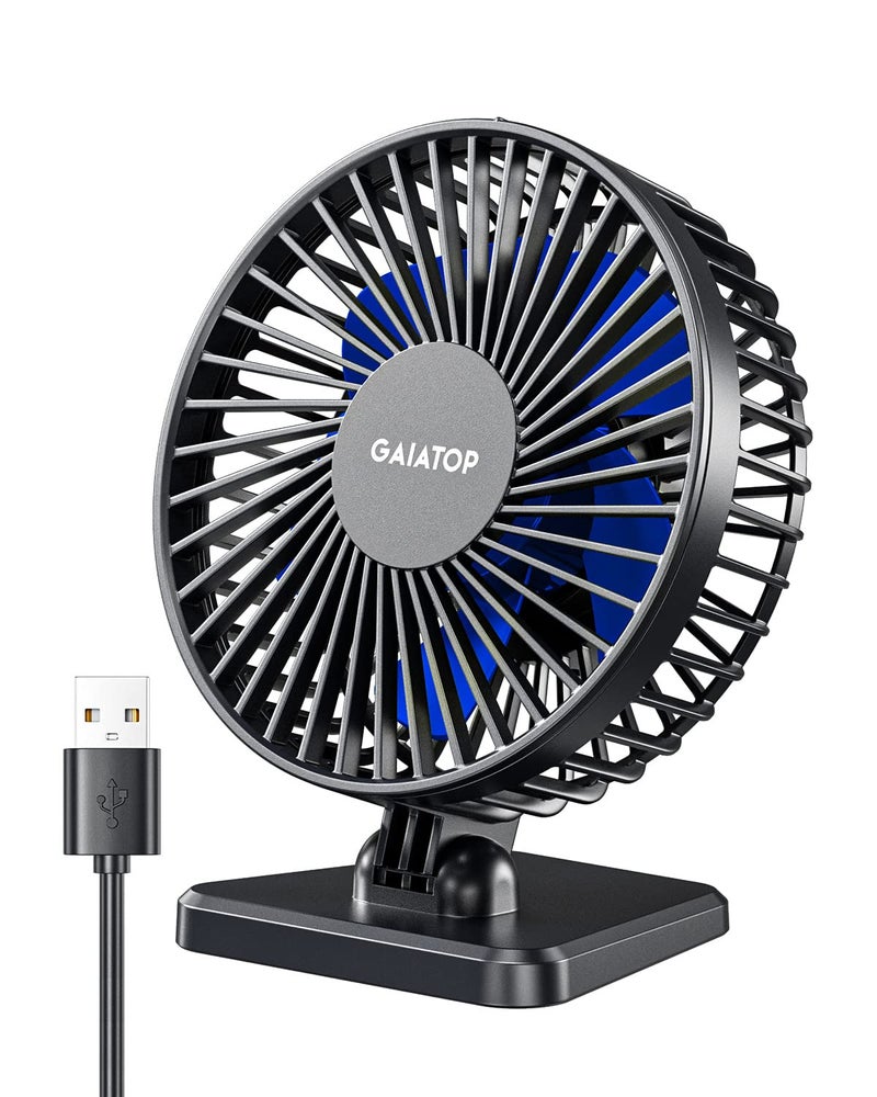Gaiatop USB Desk Fan, Small But Powerful, Personal Portable Quiet 3 Speeds, Adjustable Mini Table Desktop fan for Cooling Home Office Car Summer Travel Gifts Blue - Image 1