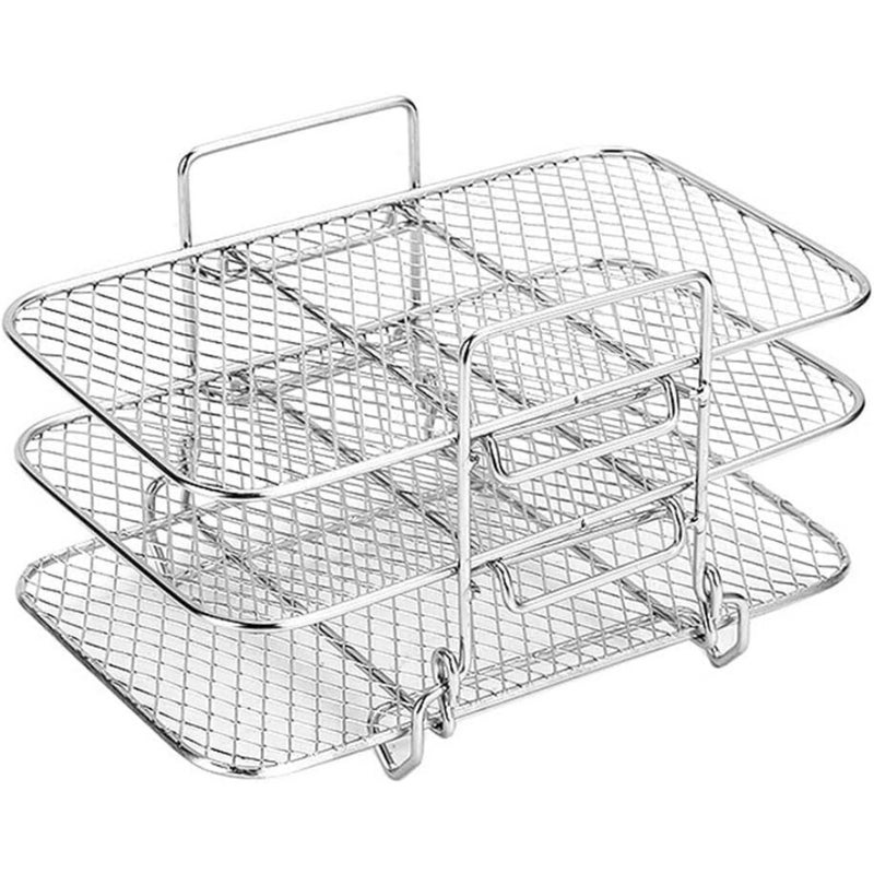 YelaJoy Air Fryer Racks, Air Fryer Accessories 3 layer Rack, Double Basket Air Fryers Rack 304 Stainless Steel Kitchen Air Fryer Accessories Fit Dual Basket Air Fryers 19.3 12.3 11.5CM - Image 1