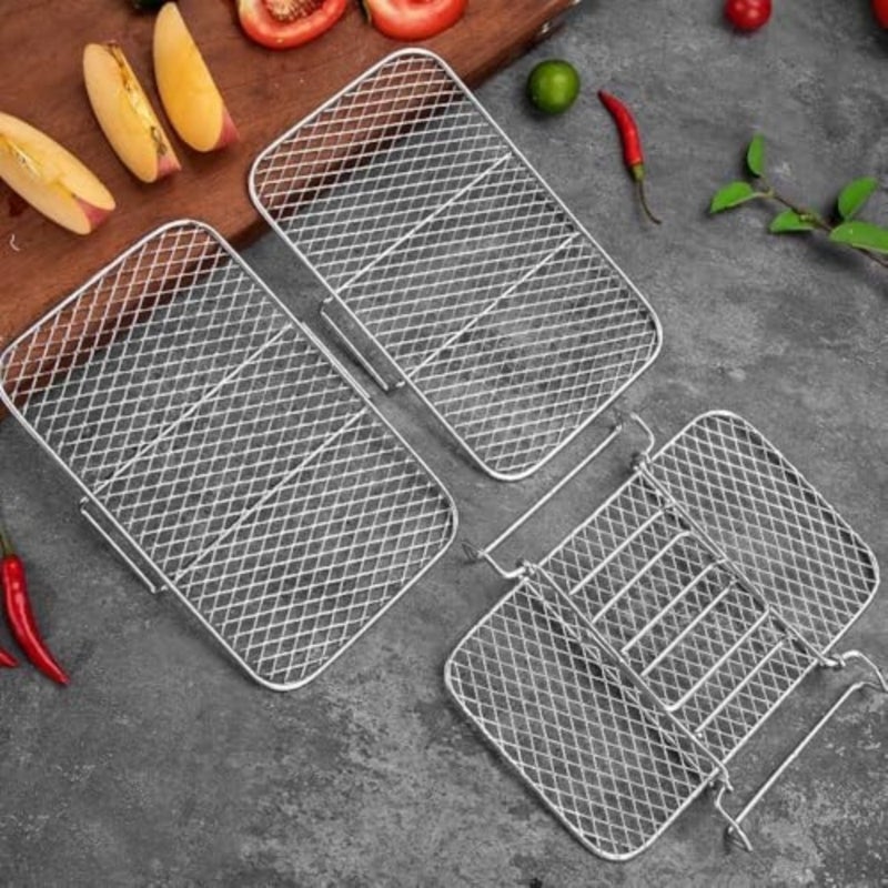 YelaJoy Air Fryer Racks, Air Fryer Accessories 3 layer Rack, Double Basket Air Fryers Rack 304 Stainless Steel Kitchen Air Fryer Accessories Fit Dual Basket Air Fryers 19.3 12.3 11.5CM - Image 5