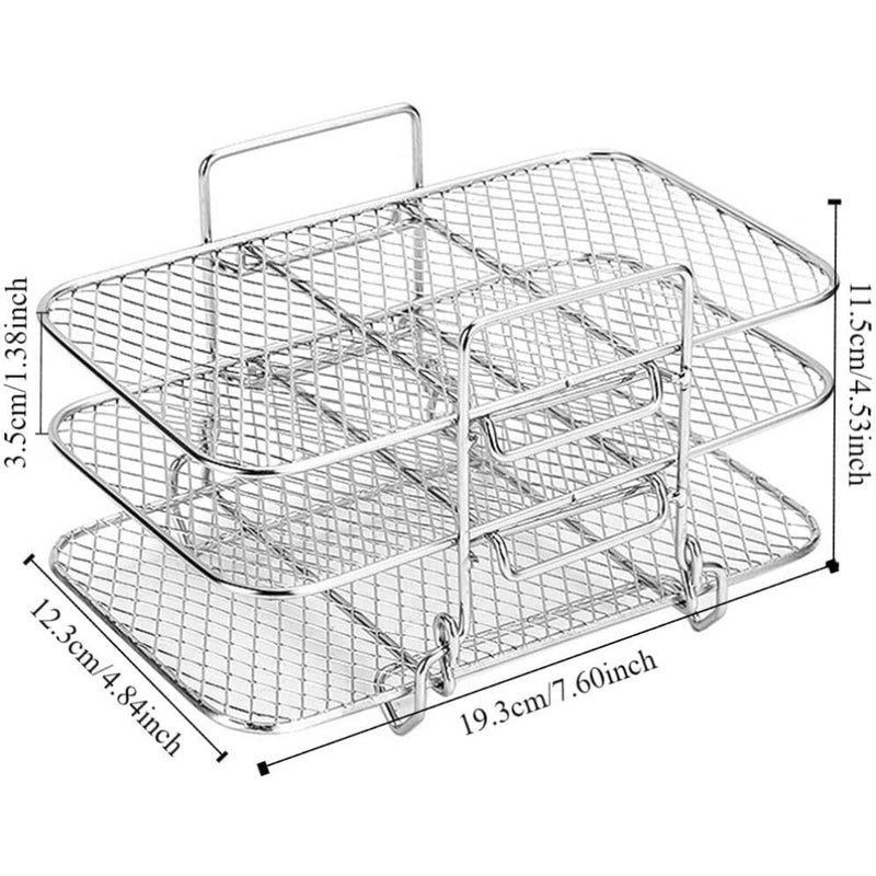 YelaJoy Air Fryer Racks, Air Fryer Accessories 3 layer Rack, Double Basket Air Fryers Rack 304 Stainless Steel Kitchen Air Fryer Accessories Fit Dual Basket Air Fryers 19.3 12.3 11.5CM - Image 3