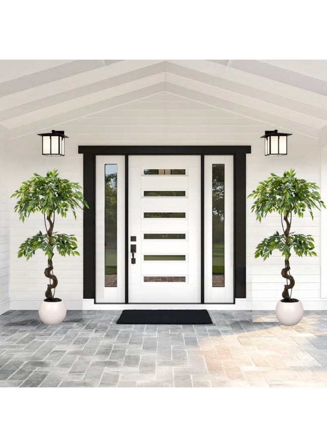 ميراج بوتانيكس 150 سم كبيرة Ficus الأشجار الاصطناعية في وعاء أبيض ، شجرة حرير مزيفة طويلة 5 أقدام مع الجذع المنحني الطبيعي ، شجرة Ficus الزائفة الخصبة للديكور المنزلي الداخلي ، غرفة المعيشة ، المكتب والفناء - Image 5