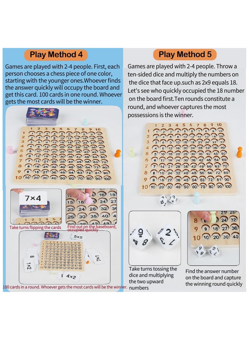 Beauenty Wooden Math Set Multiplication Board Game with Flash Learning Card, Early Learning Math Tool Manipulatives Preschool Blocks Board for Boys and Girls for Ages +3 - Image 5