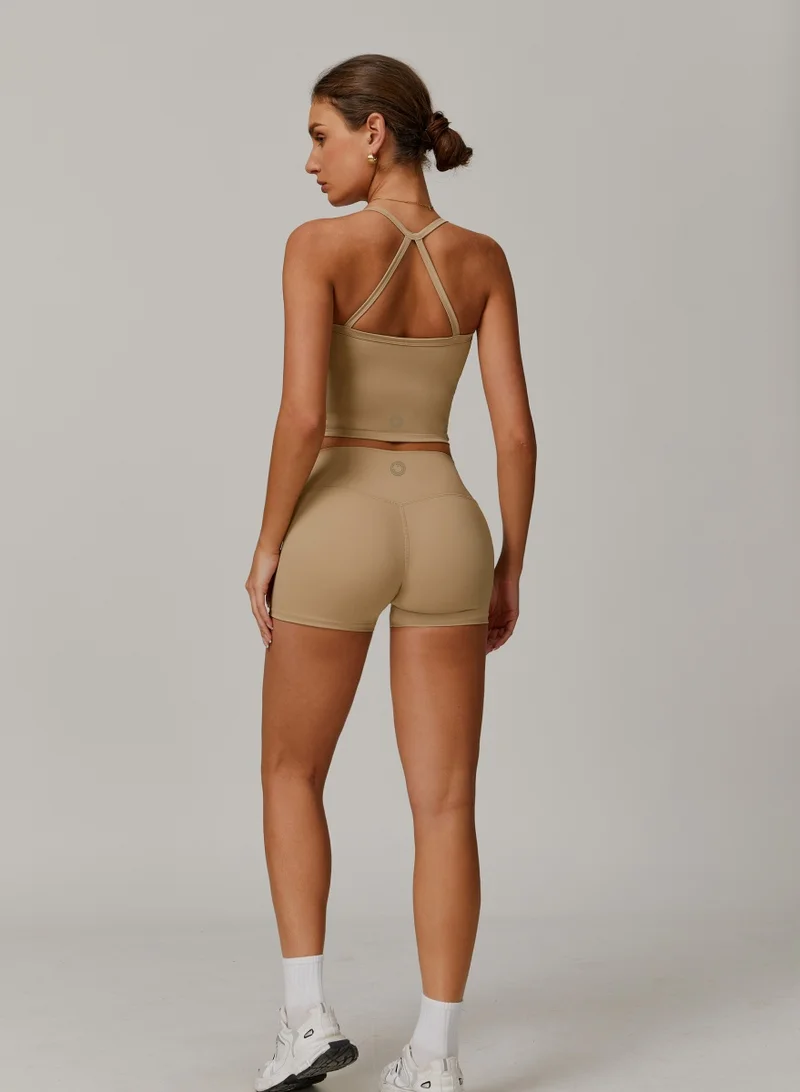 كون.يوغا شورت رياضي نسائي بخصر متوسط لليوجا وتمارين اللياقة البدنية