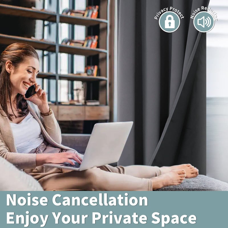 BGment 100% Blackout Curtains for Bedroom with Black Liner  Thermal Insulated Full Room Darkening Noise cancelling Rod Pocket Curtains for Living Room 84 Inch Long  Dark Grey  2 Panels  38 Inch Wide - Image 5