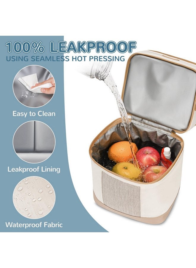 Mancro Mancro Breastmilk Cooler Bag with Ice Pack, Double Layer Insulated Baby Bottles Bag Fits 6 Bottles Up to 9 Ounces, Portable Breast Pump Cooler Travel Bag for Daycare and Nursing Moms, Beige - Image 3