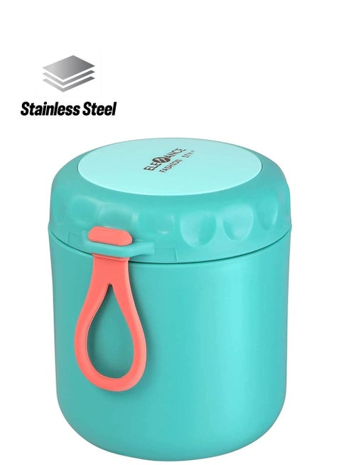 حاوية غداء معزولة، وعاء طعام ساخن، حاوية غداء معزولة بالفراغ من الفولاذ المقاوم للصدأ، حاوية صندوق بينتو قابلة للتكديس للمدرسة والمكتب والنزهات والسفر في الهواء الطلق (430 مل، أخضر)