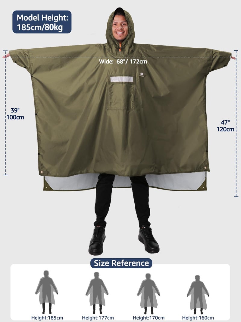 ANYOO Hooded Rain Poncho for Adults with Pocket, Waterproof Lightweight Rain Coats for Men Women Reusable Rain Jacket for Emergency Camping Outdoor Activities - Image 3