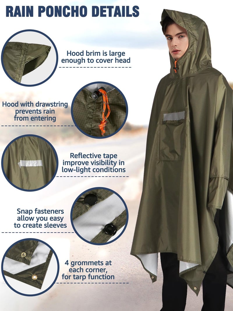 ANYOO Hooded Rain Poncho for Adults with Pocket, Waterproof Lightweight Rain Coats for Men Women Reusable Rain Jacket for Emergency Camping Outdoor Activities - Image 5