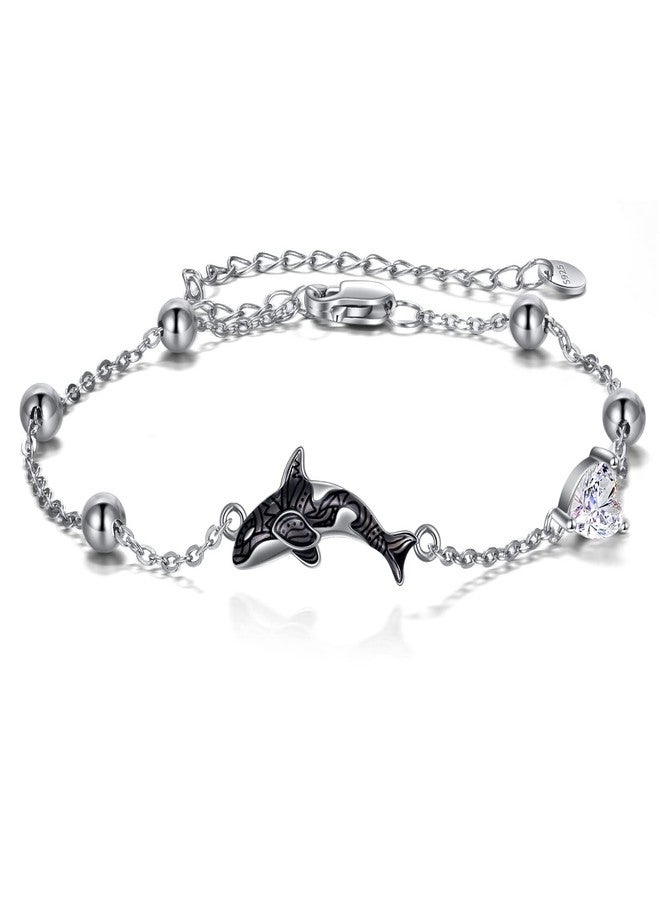 POPLYKE Sterling Silver Killer Whale Orca Adjustable Bracelets Jewelry for Women - Image 1