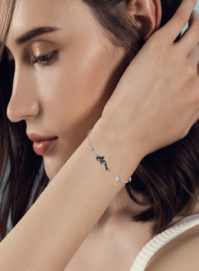 POPLYKE Sterling Silver Killer Whale Orca Adjustable Bracelets Jewelry for Women - Image 2