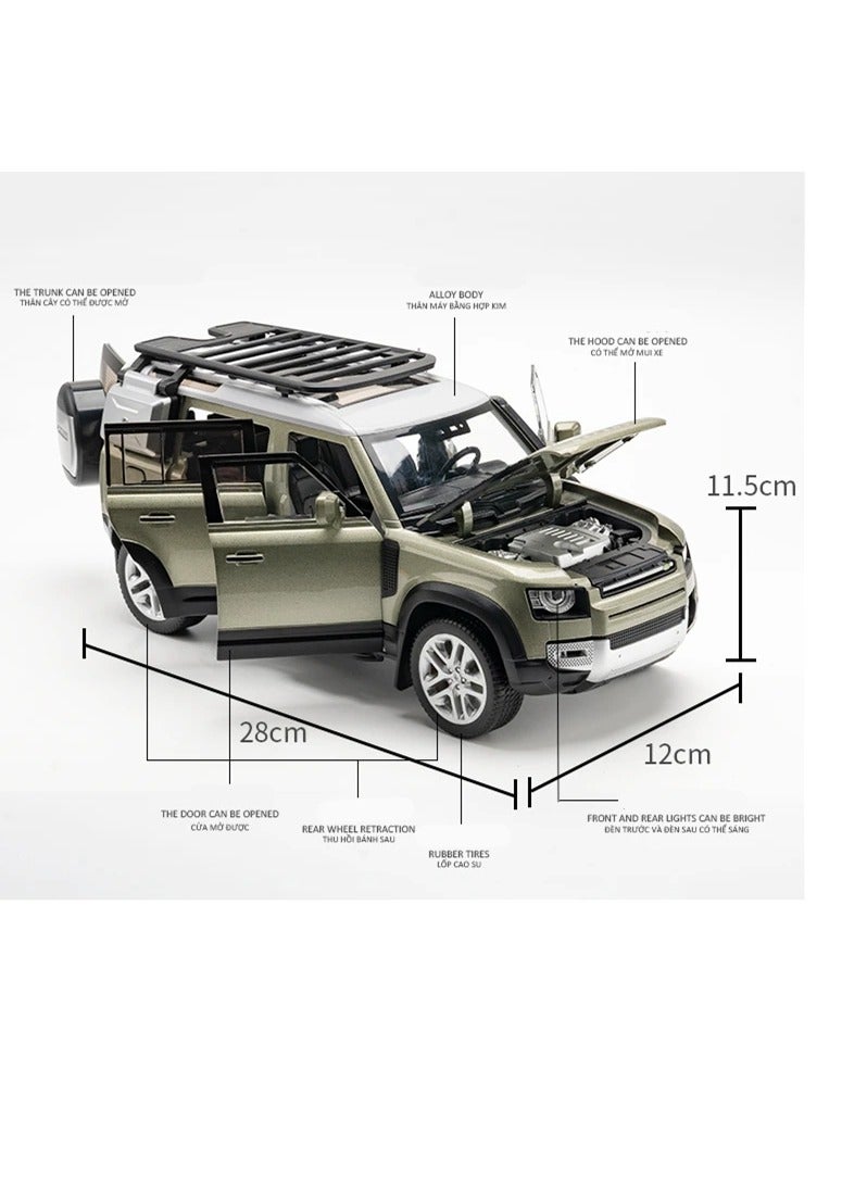 AROAQ Range Rover Defender Diecast Model, 1:18 Metal Alloy Car Model With Sound And Lights, Elegant Design Durable Model Vehicle Car, Simulation Kids Toy With Openable Doors For Kids Adults, (Green) - Image 5