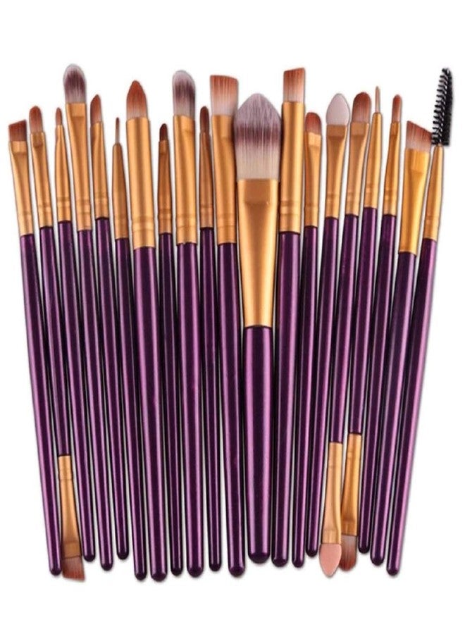 Digital Shoppy Professional Makeup Brushes Set Powder Foundation Eye Shadow Make Up Brushes Women Cosmetic Tool - Pack of 20 Brushes (PURPLE-GOLD) - Image 2