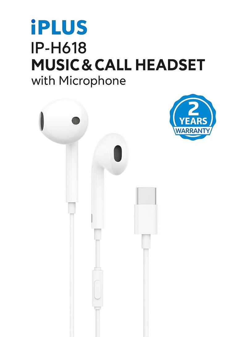 آي بلس سماعات أذن سلكية iP-H618 - جودة صوت عالية، ميكروفون مدمج، موصل تايب سي مع ضمان لمدة عامين - Image 2