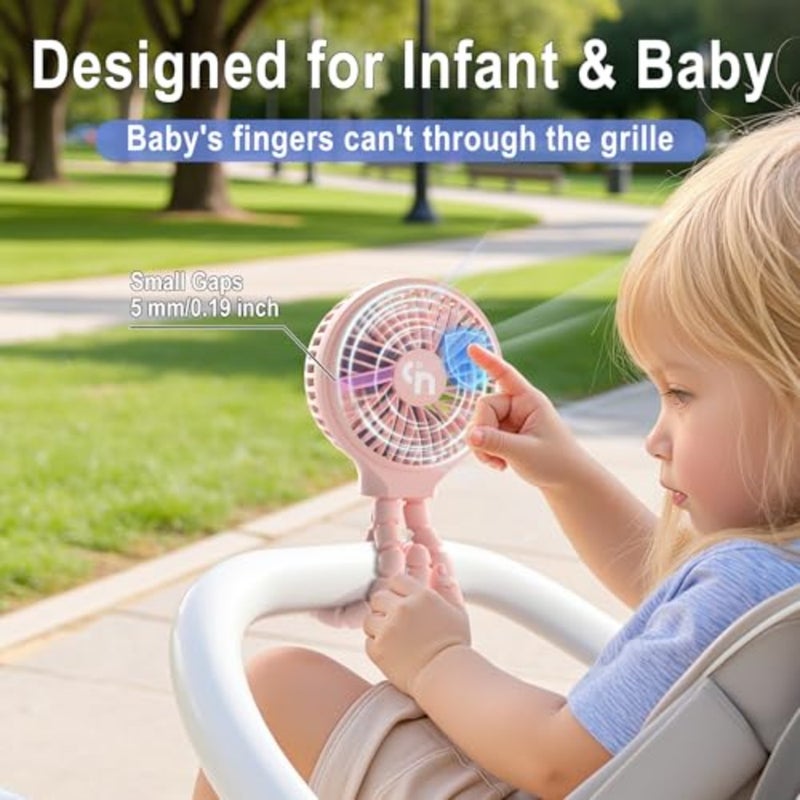Portable Stroller Fan, 11H Ultra-long Battery Life 3 Speed 360°Rotate, USB Rechargeable or Battery Operated Cooling Clip On Personal Fan for Baby Crib Travel Car Seat - Image 3