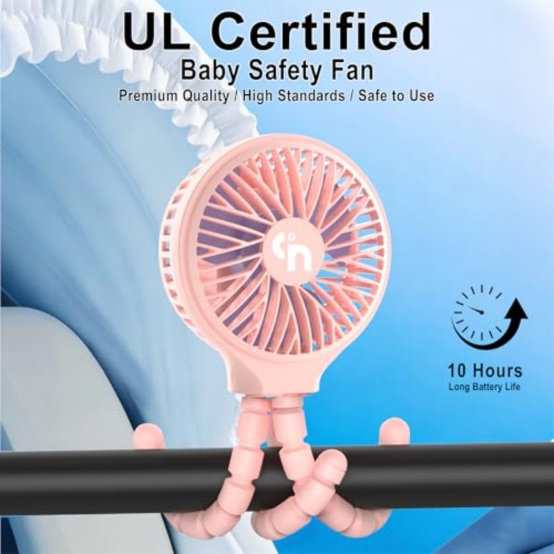 Portable Stroller Fan, 11H Ultra-long Battery Life 3 Speed 360°Rotate, USB Rechargeable or Battery Operated Cooling Clip On Personal Fan for Baby Crib Travel Car Seat - Image 2
