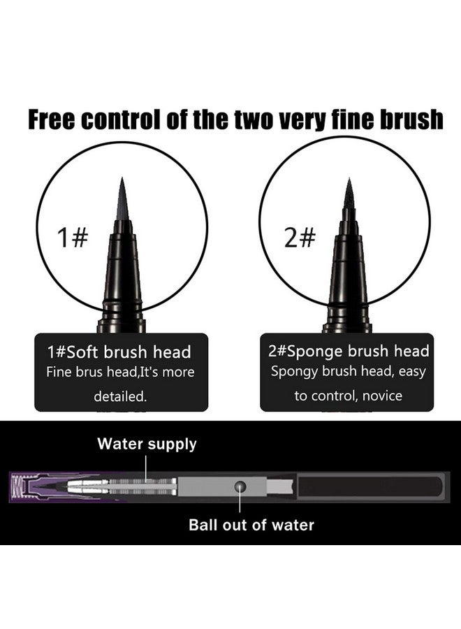 Avierll Waterproof Liquid Eyeliner 2Pens Black Eyeliner Long Lasting&Smudgeproof Makeup Liner Easy Liquid Pen 0.03 Fl. Oz (Black) - Image 4