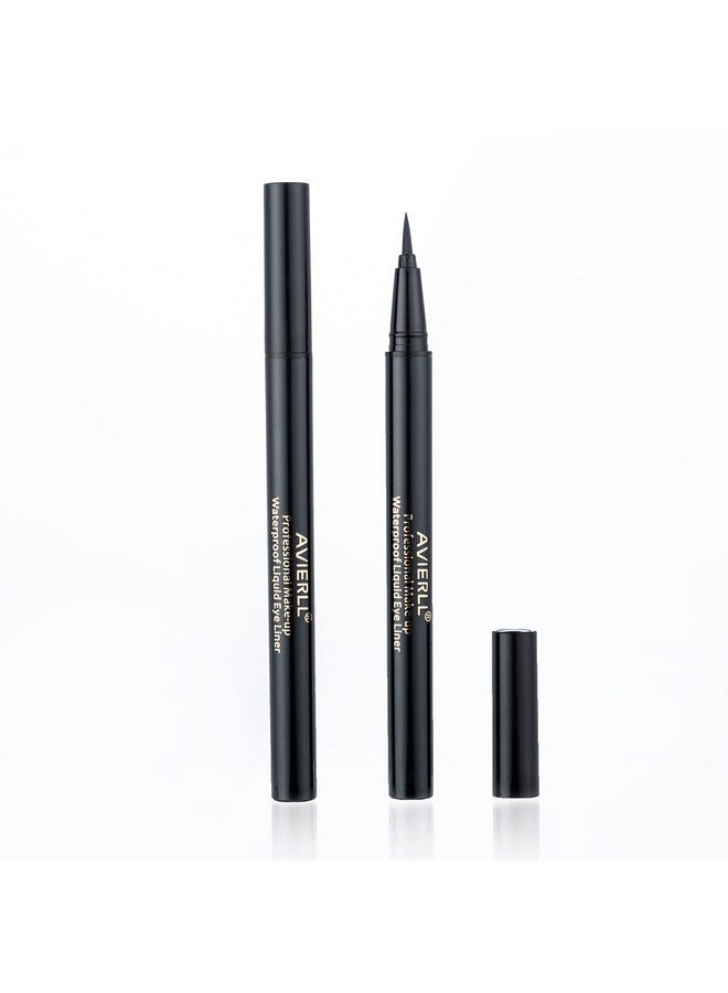 Avierll Waterproof Liquid Eyeliner 2Pens Black Eyeliner Long Lasting&Smudgeproof Makeup Liner Easy Liquid Pen 0.03 Fl. Oz (Black) - Image 2