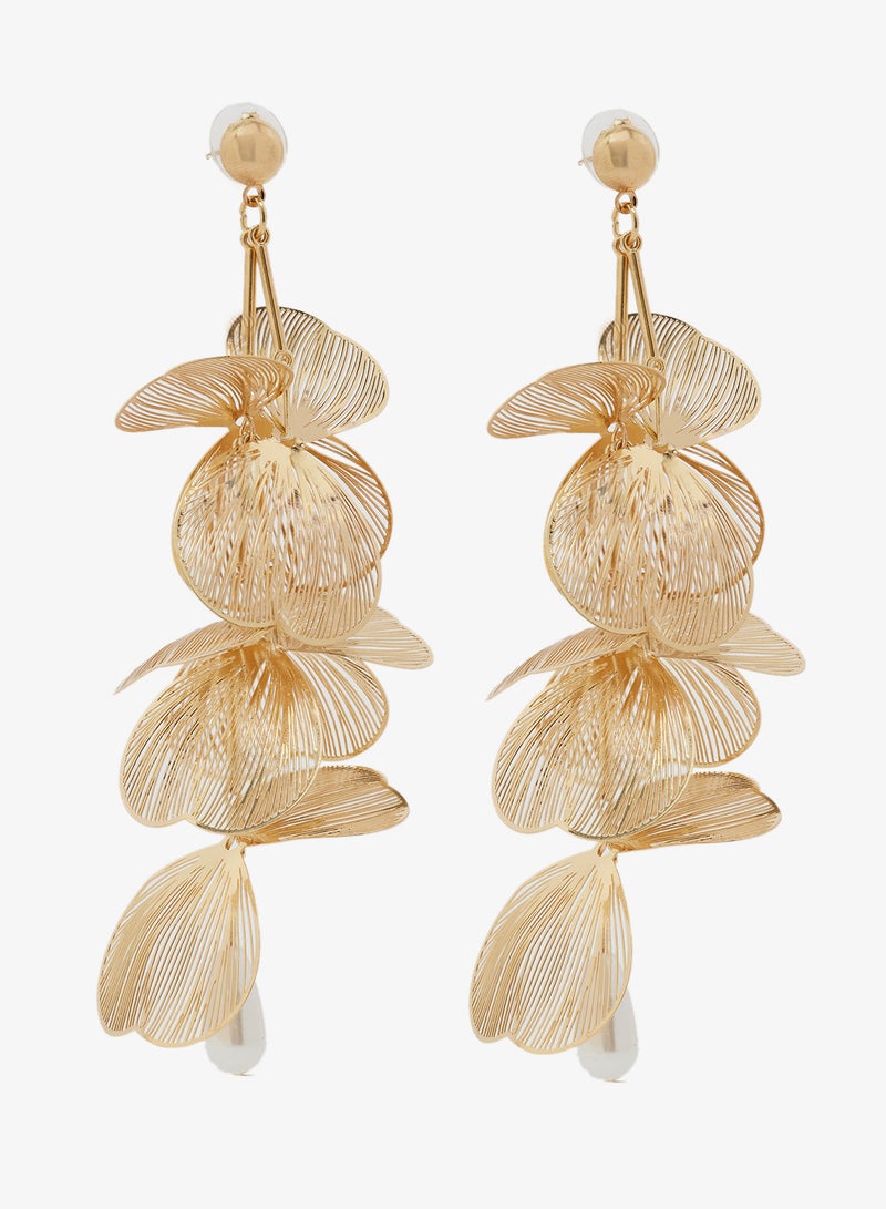 ELLA Gold Asymmetrical Drop Down Earrings - Image 1