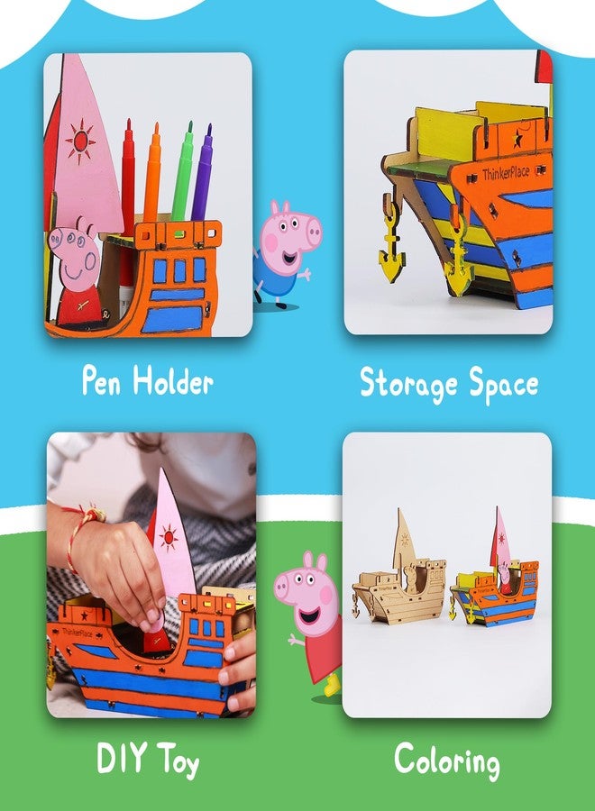 ThinkerPlace لعبة حامل أقلام على شكل سفينة تلوين من ثينكر بليس لشخصية بيبا بيج للأطفال | ألعاب للأولاد والبنات من عمر 3 و4 و5 سنوات فما فوق | ألعاب تعليمية | هدايا مثالية لأعياد الميلاد والمناسبات | لعبة تعليمية في مجالات العلوم والتكنولوجيا والهندسة والرياضيات | أحجية ثلاثية الأبعاد - Image 2