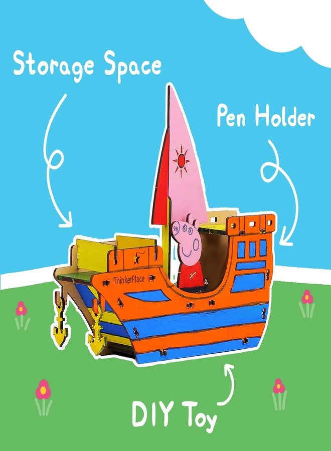 ThinkerPlace لعبة حامل أقلام على شكل سفينة تلوين من ثينكر بليس لشخصية بيبا بيج للأطفال | ألعاب للأولاد والبنات من عمر 3 و4 و5 سنوات فما فوق | ألعاب تعليمية | هدايا مثالية لأعياد الميلاد والمناسبات | لعبة تعليمية في مجالات العلوم والتكنولوجيا والهندسة والرياضيات | أحجية ثلاثية الأبعاد - Image 3
