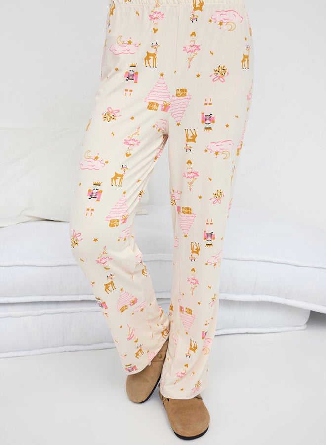 trendyol Ecru New Year Themed Knitted Pajama Set - Image 3