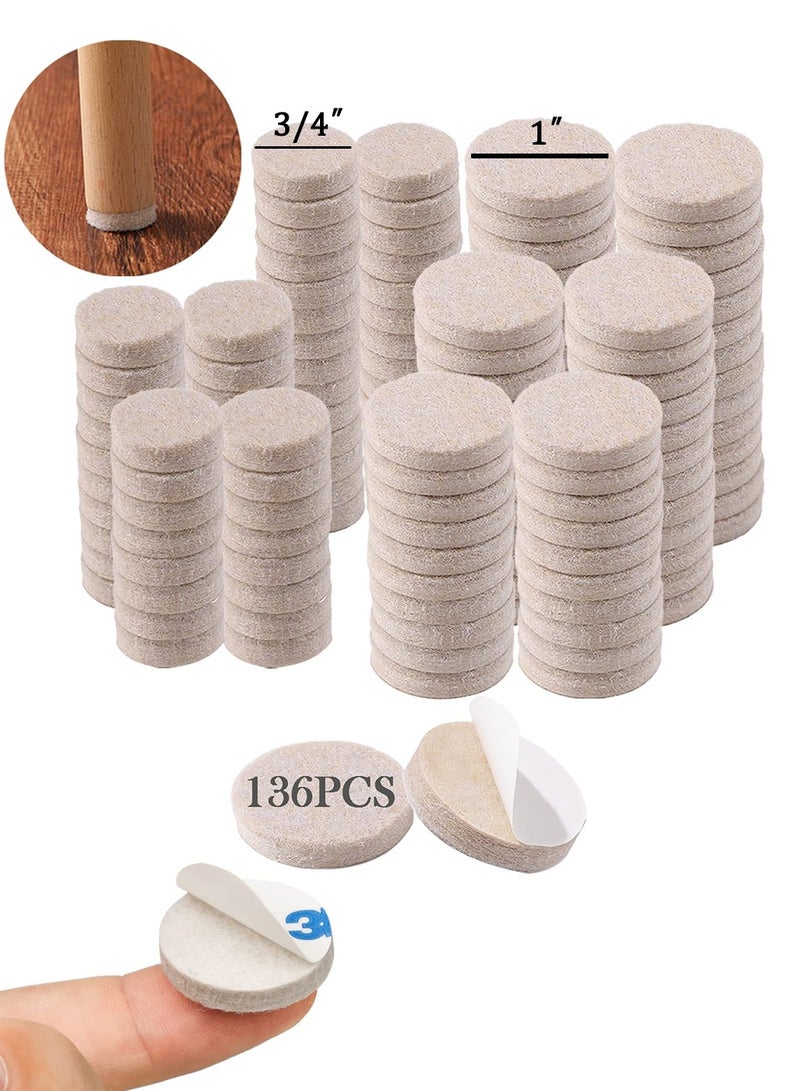 NajmStyle Felt Furniture Pads - Heavy Duty Self Adhesive Pads for Chair Legs, Protecting Hardwood Floors from Nicks, Dents and Scratches, 144 Pcs Round, Beige - Image 1