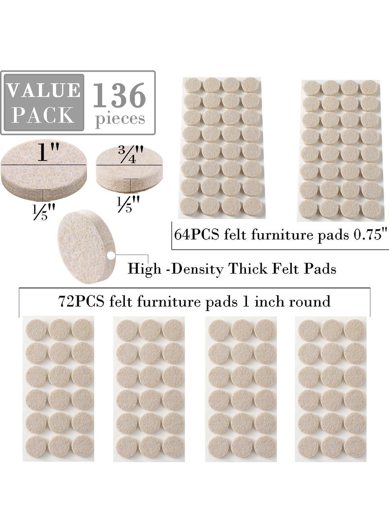 NajmStyle Felt Furniture Pads - Heavy Duty Self Adhesive Pads for Chair Legs, Protecting Hardwood Floors from Nicks, Dents and Scratches, 144 Pcs Round, Beige - Image 2