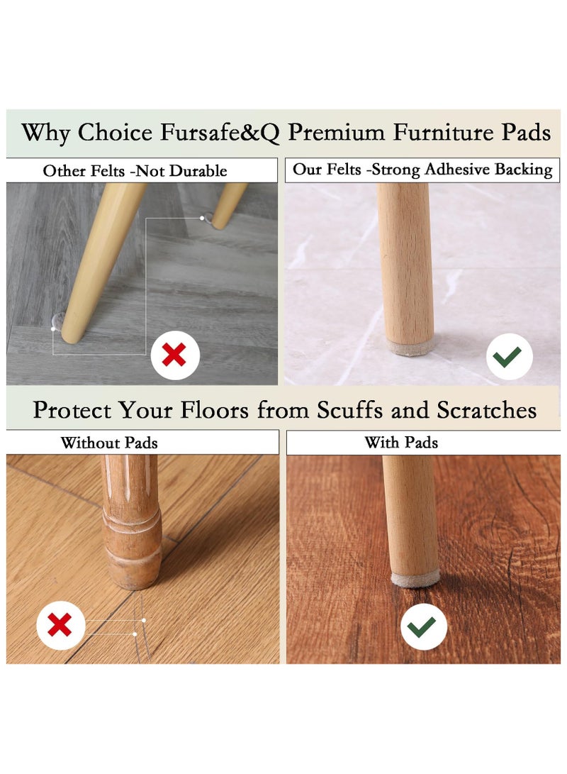 NajmStyle Felt Furniture Pads - Heavy Duty Self Adhesive Pads for Chair Legs, Protecting Hardwood Floors from Nicks, Dents and Scratches, 144 Pcs Round, Beige - Image 3